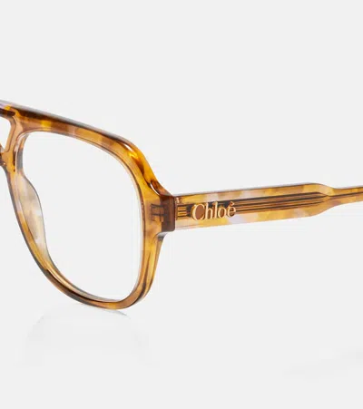 Chloé Optical Native Oversized Aviator Glasses In Brown