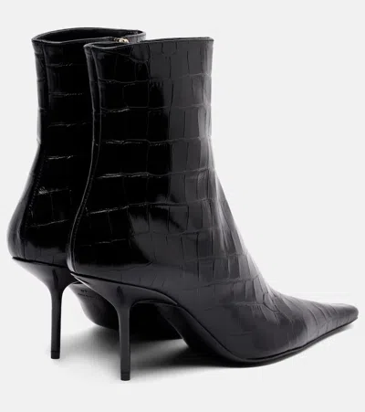 Victoria Beckham 75 Croc-effect Leather Ankle Boots In Black