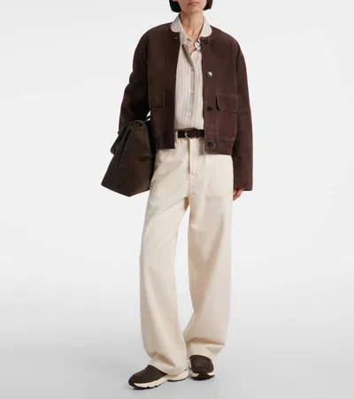 Tod's Sporty Suede Loafers Rubber Sole In Brown