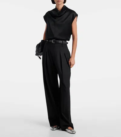 Tory Burch Minnie Travel Leather Ballet Flats In Silver