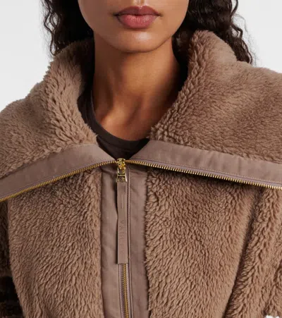Varley Logan Longline Sherpa Fleece Coat Jacket In Brown