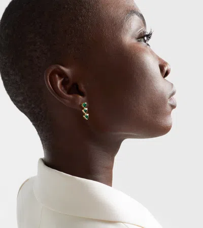 Anita Ko 18kt Gold Drop Earrings With Emeralds In Green