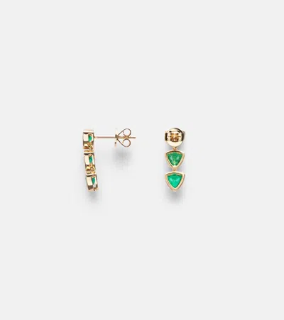 Anita Ko 18kt Gold Drop Earrings With Emeralds In Green