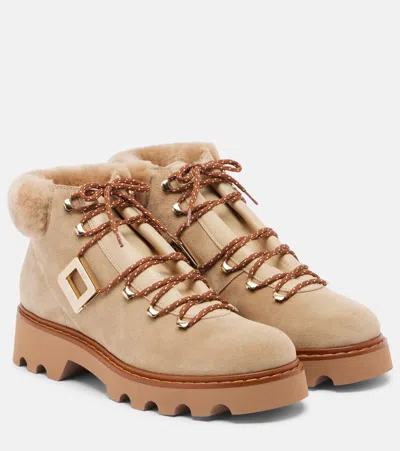Roger Vivier Viv' Rangers Suede Lace-up Boots In Multi