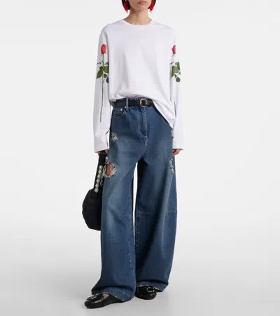 Simone Rocha Printed Cotton Jersey T-shirt In Multi