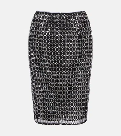 Rotate Birger Christensen Beaded-embellishment Midi Skirt In Black