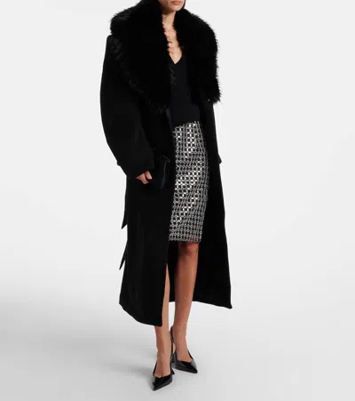 Rotate Birger Christensen Beaded-embellishment Midi Skirt In Black