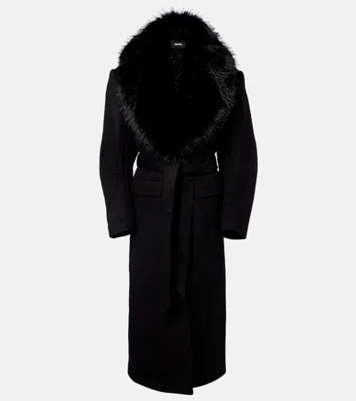 Rotate Birger Christensen Belted Wool Coat In Black