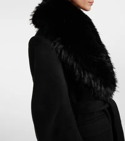 Rotate Birger Christensen Belted Wool Coat In Black