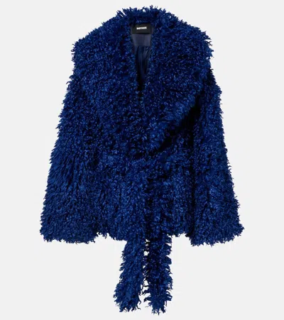 Rotate Birger Christensen Faux-fur Belted Jacket In Blue