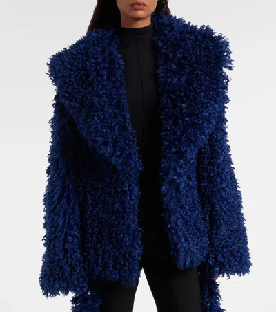 Rotate Birger Christensen Faux-fur Belted Jacket In Blue
