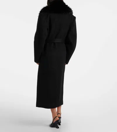 Rotate Birger Christensen Belted Wool Coat In Black