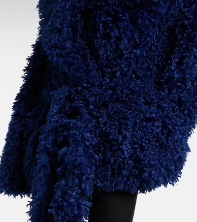 Rotate Birger Christensen Faux-fur Belted Jacket In Blue