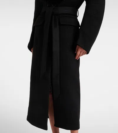 Rotate Birger Christensen Belted Wool Coat In Black