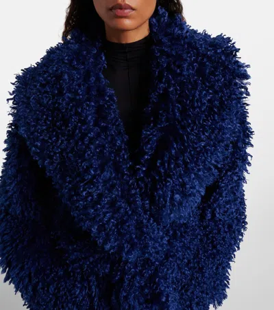 Rotate Birger Christensen Faux-fur Belted Jacket In Blue