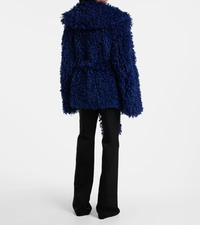 Rotate Birger Christensen Faux-fur Belted Jacket In Blue