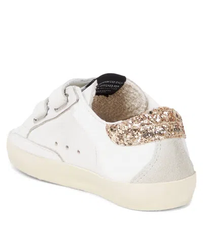 Golden Goose Old School Sequined Leather Sneakers In White