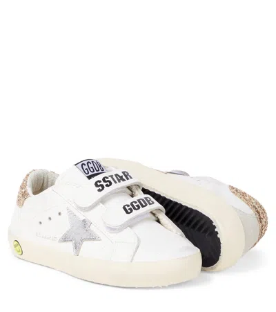 Golden Goose Old School Sequined Leather Sneakers In White