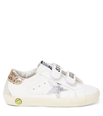 Golden Goose Old School Sequined Leather Sneakers In White