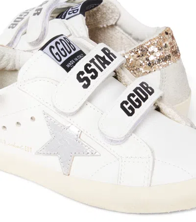 Golden Goose Old School Sequined Leather Sneakers In White
