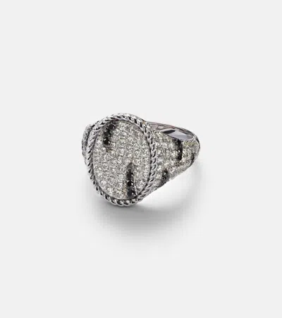 Yvonne Léon Zèbre 18kt White Gold Pinky Ring With Diamonds In Metallic