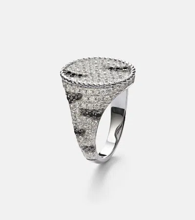 Yvonne Léon Zèbre 18kt White Gold Pinky Ring With Diamonds In Metallic