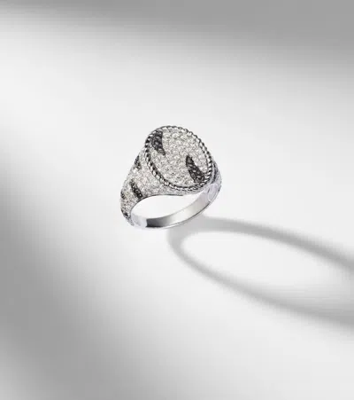 Yvonne Léon Zèbre 18kt White Gold Pinky Ring With Diamonds In Metallic