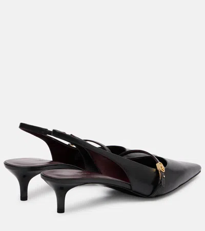 Tory Burch Double T Buckle Slingback Mary Jane Kitten Heel Pump In Black