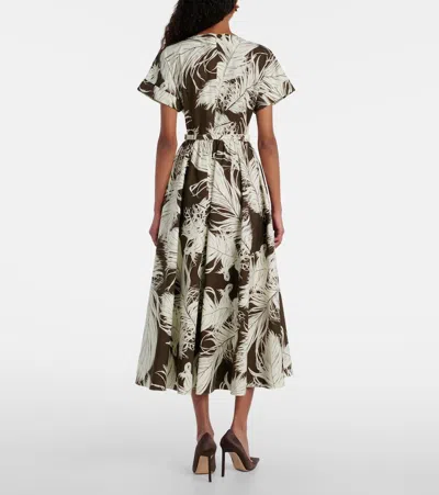 Oscar De La Renta Printed Cotton-blend Poplin Midi Dress In Multi