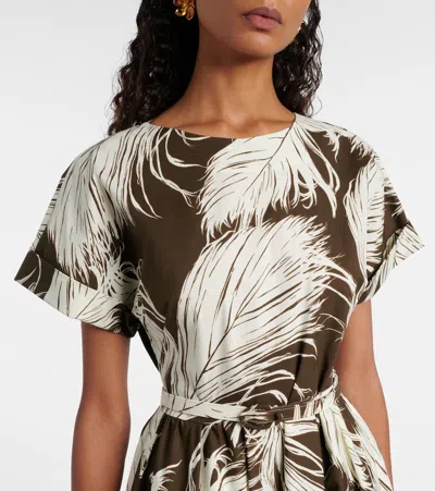 Oscar De La Renta Printed Cotton-blend Poplin Midi Dress In Multi