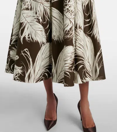 Oscar De La Renta Printed Cotton-blend Poplin Midi Dress In Multi