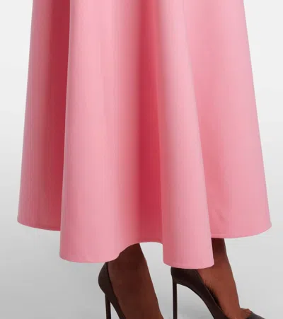 Oscar De La Renta Crystal Flower Belted Short-sleeve Tea-length Dress In Pink