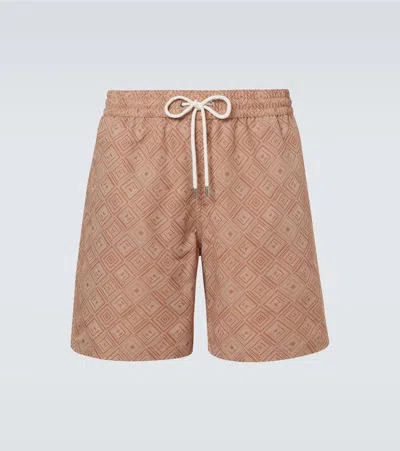 Frescobol Carioca Santos Printed Swim Trunks In Orange