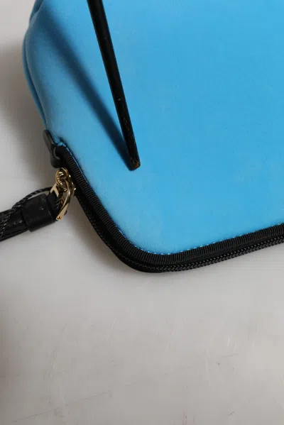 Pre-owned Dolce & Gabbana Blue Nylon Dg Logo Print Clutch Zip Pouch Women's Bag ()
