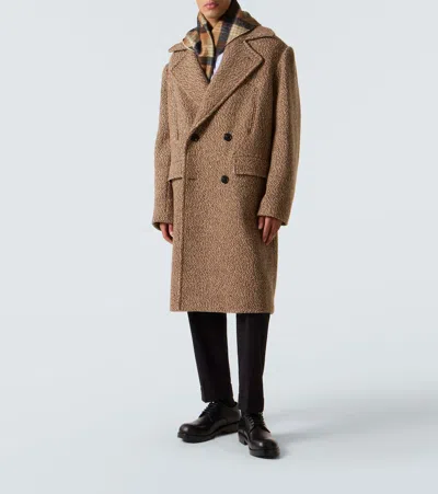 Dries Van Noten Double-breasted Wool-blend Coat In Brown
