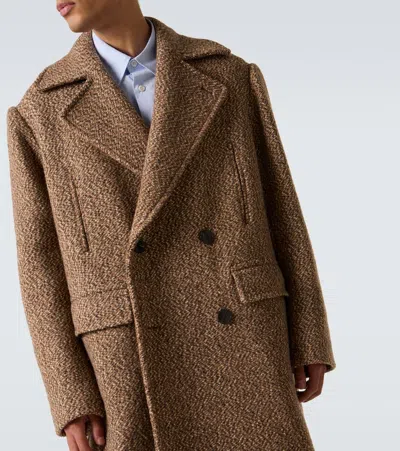 Dries Van Noten Double-breasted Wool-blend Coat In Brown