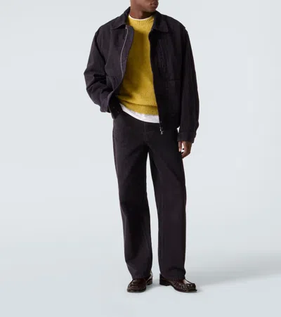 Dries Van Noten Denim Bomber Jacket In Purple