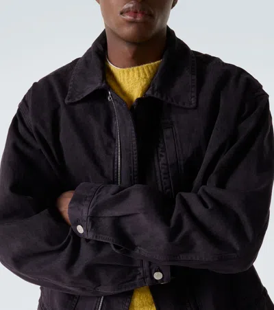 Dries Van Noten Denim Bomber Jacket In Purple