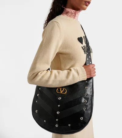 Valentino Hoboho Large Studded Leather Shoulder Bag In Black