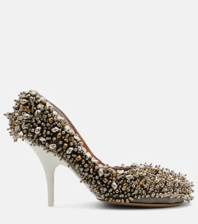 Dries Van Noten Embellished Leather-trimmed Pumps In Multi