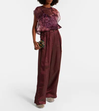 Dries Van Noten Embellished Leather-trimmed Pumps In Multi