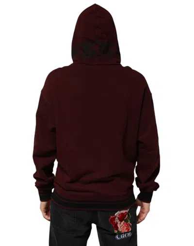 Dolce & Gabbana Burgundy Cotton Plaid Lined Men Hoodie Men's Sweater In Burgundy