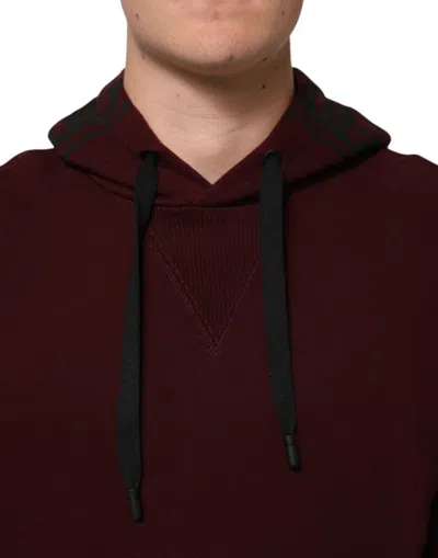 Dolce & Gabbana Burgundy Cotton Plaid Lined Men Hoodie Men's Sweater In Burgundy