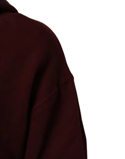 Dolce & Gabbana Burgundy Cotton Plaid Lined Men Hoodie Men's Sweater In Burgundy
