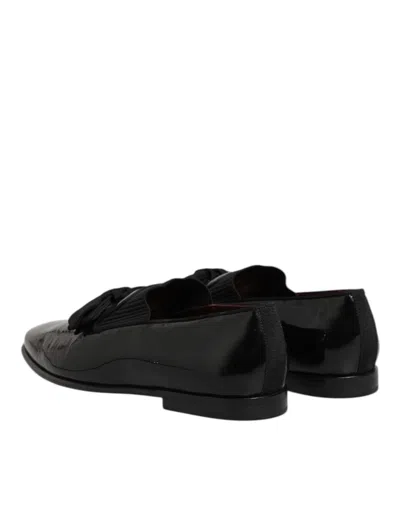 Pre-owned Dolce & Gabbana Leather Loafers Men Formal Dress Men's Shoes () In Black
