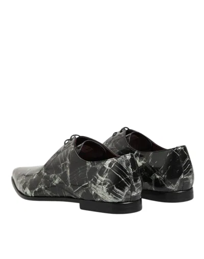 Dolce & Gabbana Marbled Pattern Dress Lace Up Derby Men's Shoes In Black