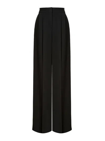 Alberta Ferretti Cady Stretch Wide Leg Trousers In Black