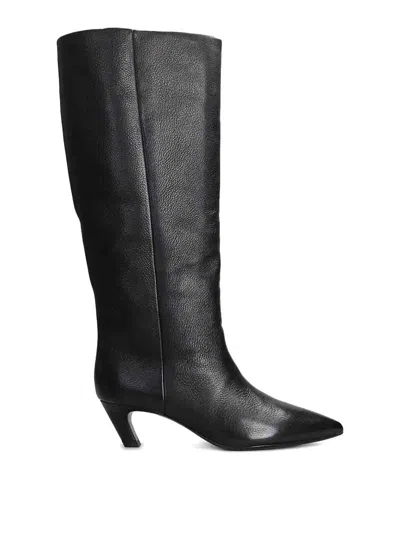 Ash Violet High Heels Boots In Black Leather In Black