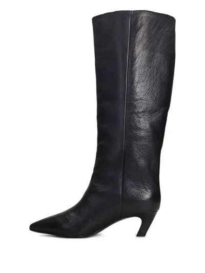 Ash Violet High Heels Boots In Black Leather In Black