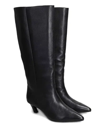 Ash Violet High Heels Boots In Black Leather In Black